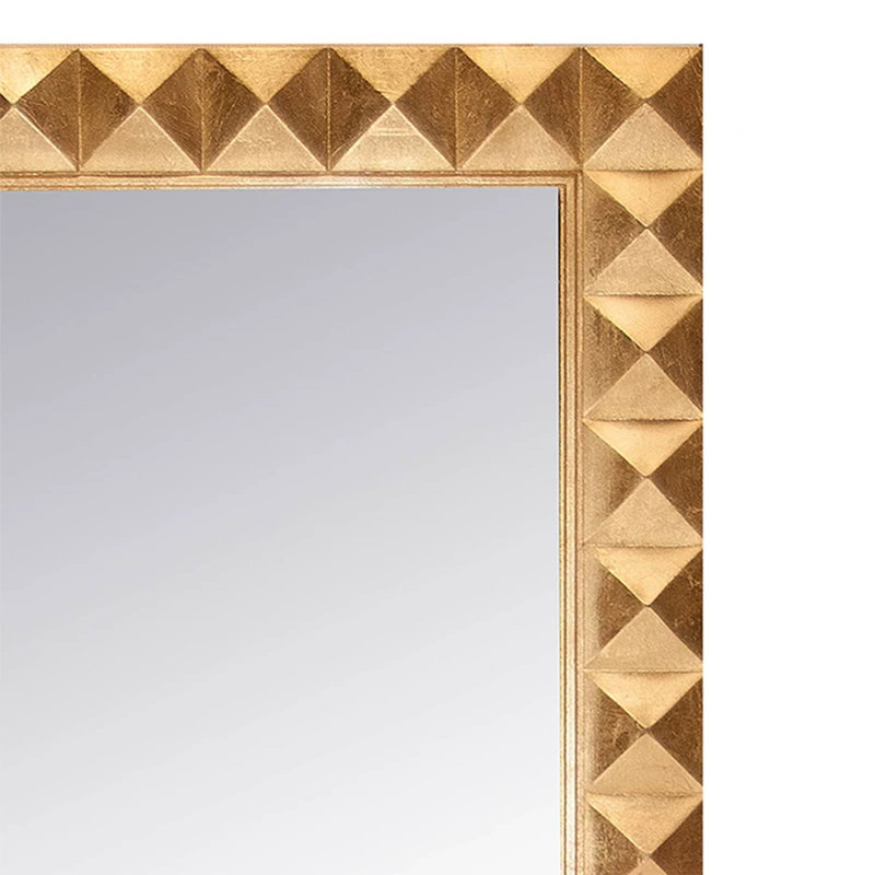 A golden square three-dimensional carved full-length wall mirror for home wall-mounted dressing