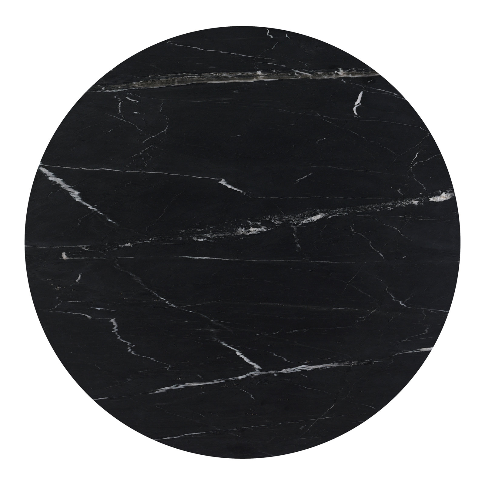 Ione 42" Dining Table, Black Marble/Black