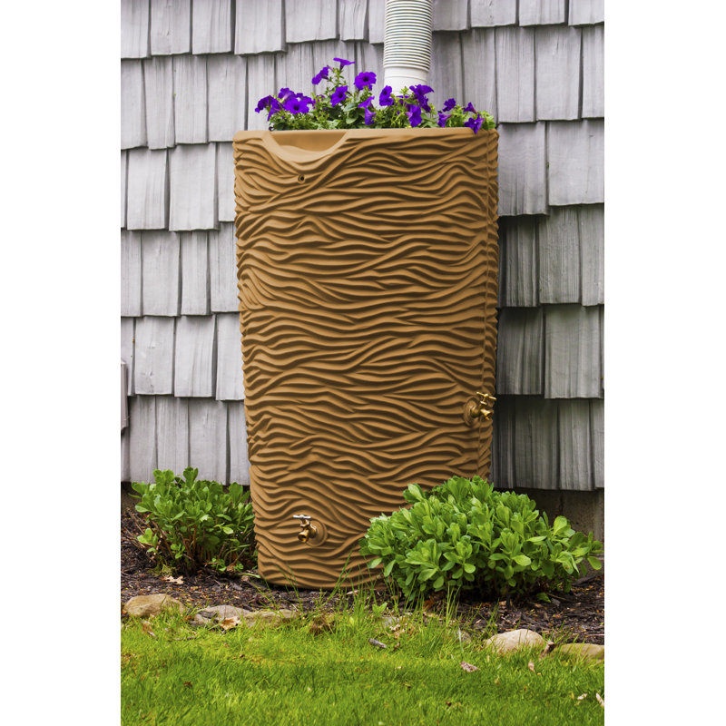 Terra Cotta 65-Gallon Palm Texture Rain Barrel Planter