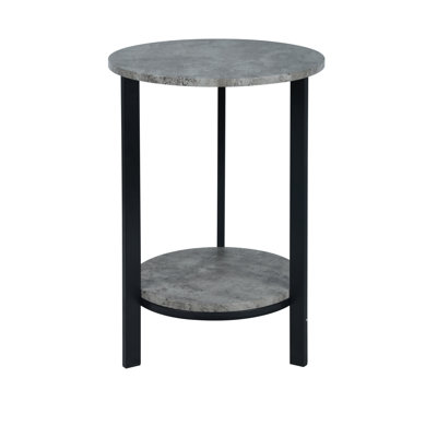 Table d'appoint en ciment gris, table à piédestal pour support de plante, ronde