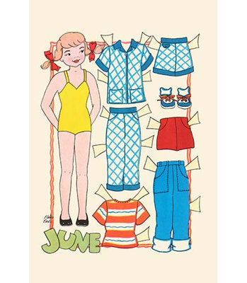 " June Dress Up Doll " Graphic Art Print