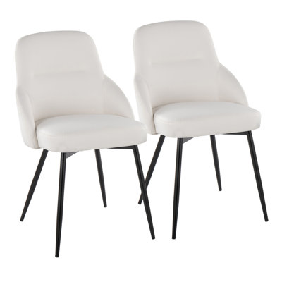 Chaise rembourrée York en métal chromé et similicuir blanc York - ensemble de 2