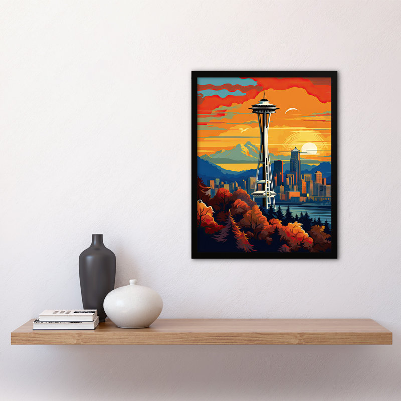 Seattle Washington The Space Needle Funky - Single Picture Frame Print