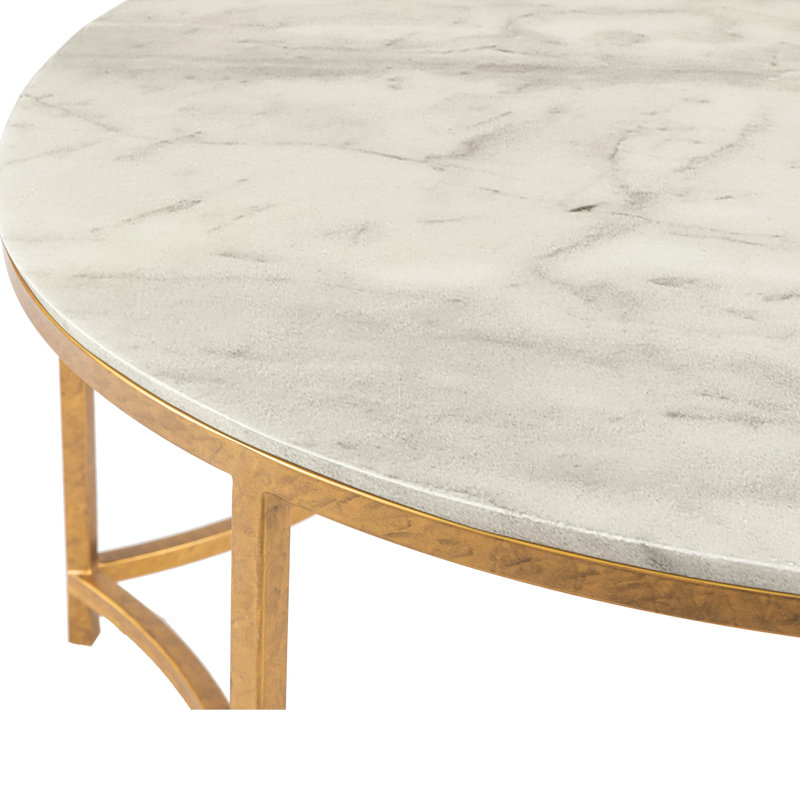 Table basse Megan Trestle 1, Marbre de Carrare, Or royal
