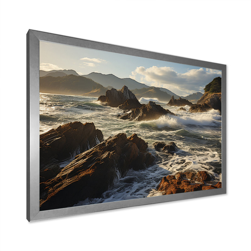 Beach Photo Serene Shores II - Décoration murale nautique et plage, H 16 po x l 32 po x P 1 po, Cadre simple argenté