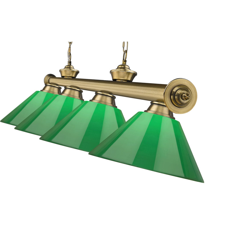 Annaleisa 4 - Light Pool Table Lights Pendant, Green, Rubbed Brass
