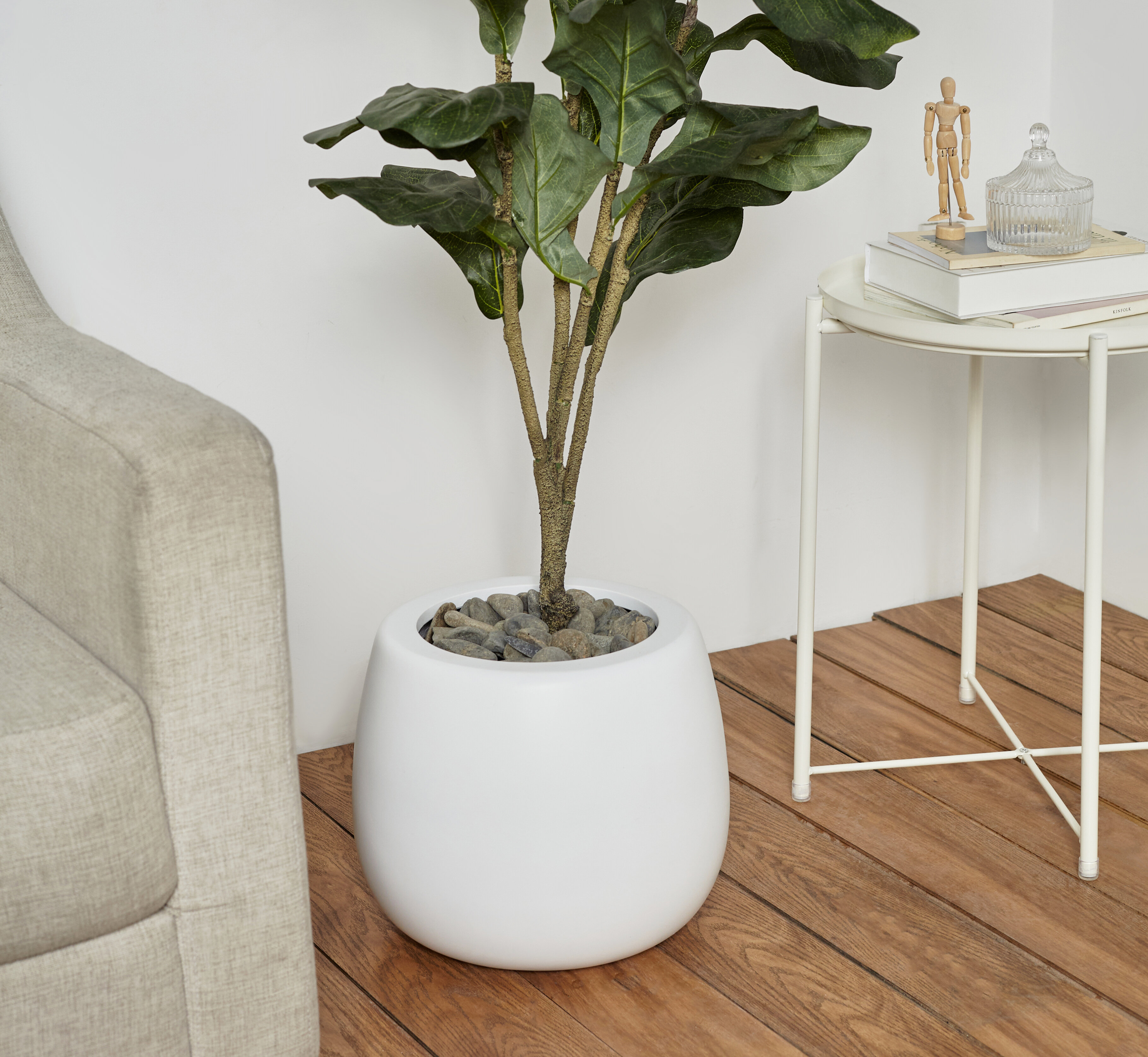 Finstad Pot Planter Ebern Designs Color: White, Size: 15 H x 14 W x 14 D