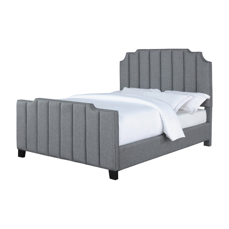 Haleigh Light Gray Upholstered Tufted Bed, King