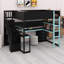 Lit mezzanine avec escalier de rangement, bureau intégré, tablettes et panneau perforé Gaming-1259335049