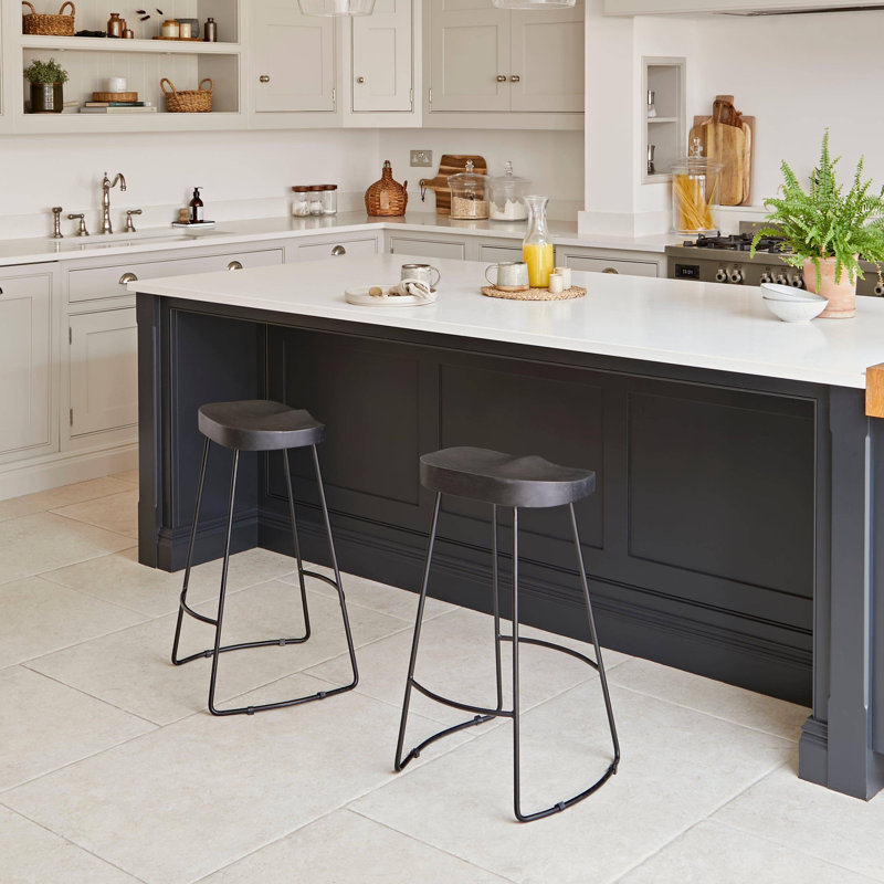 Alvada Counter Stool with Metal Frame, Black