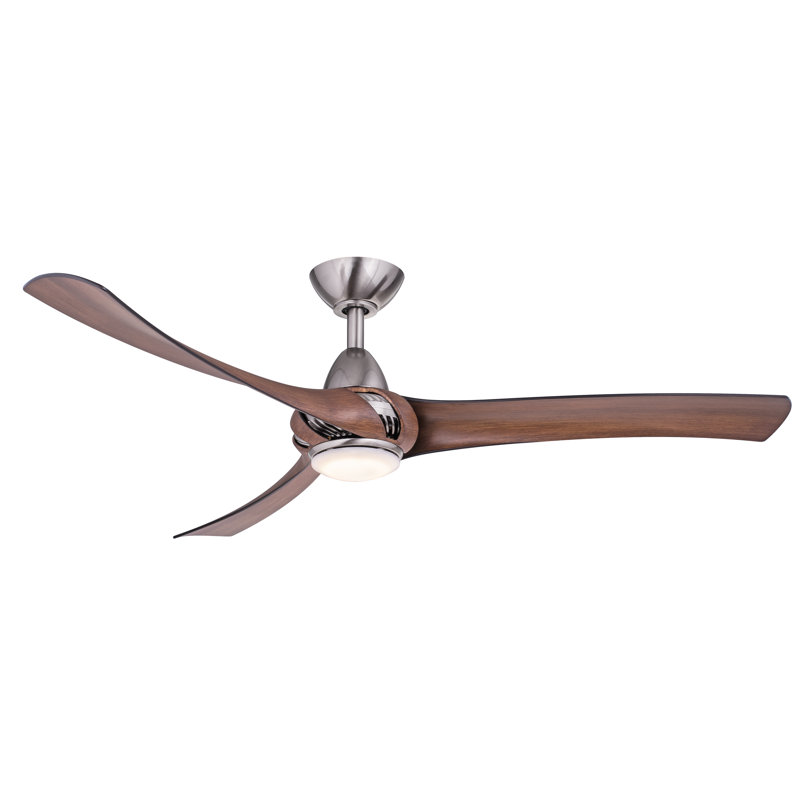 Cairo 52'' Ceiling Fan with LED Lights, Nickel/Walnut