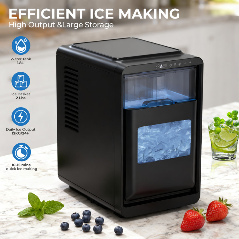 Electactic Crescent Ice Maker - 26.46Lbs/24H, 15Min Quick Ice, Auto Clean