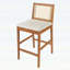 Tabouret de bar extérieur avec coussin, bois fini teck et osier jaune, ensemble de 2 pour une assise confortable