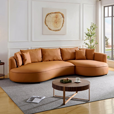 128.74 Inch Modern Sectional Curved Sofa Couch For Living Room,Leathaire Upholstered 5-Seat Sofa Couch, Technology Cloth Couch Set