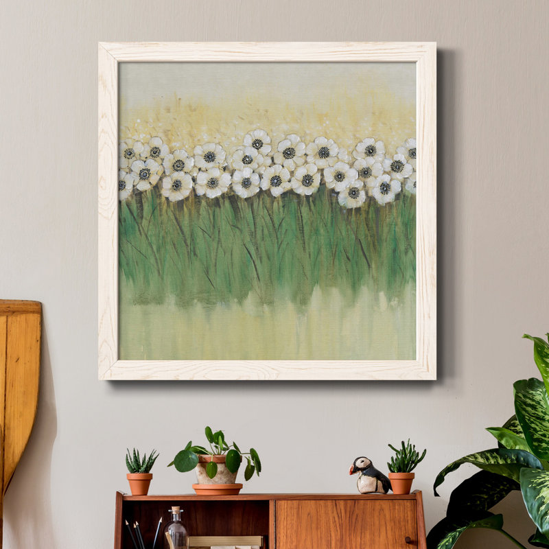 «Rows Of Flowers II», art mural sur toile, H 20 po x l 20 po x P 1,5 po, Cadre blanc