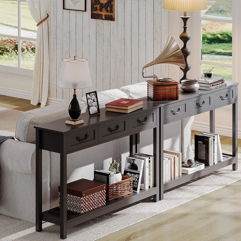 Table With 3 Drawers, Rustic Entryway Table, Na...