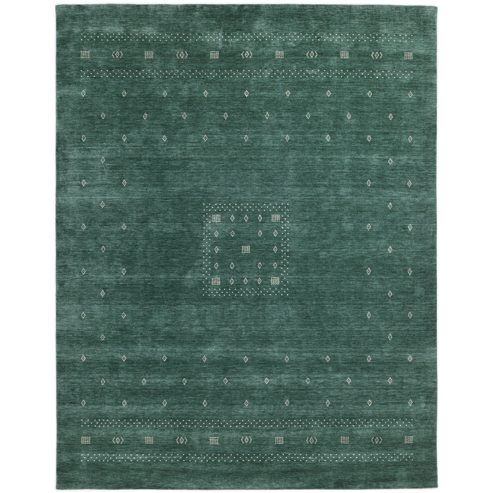 Simi Hand Knotted Cotton/Wool Southwestern Area Rug, Rectangle 4' x 6', Green