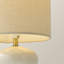 Kendal Natural Linen Drum Shade Glazed Ceramic Table Lamp with LED Bulb-420719827