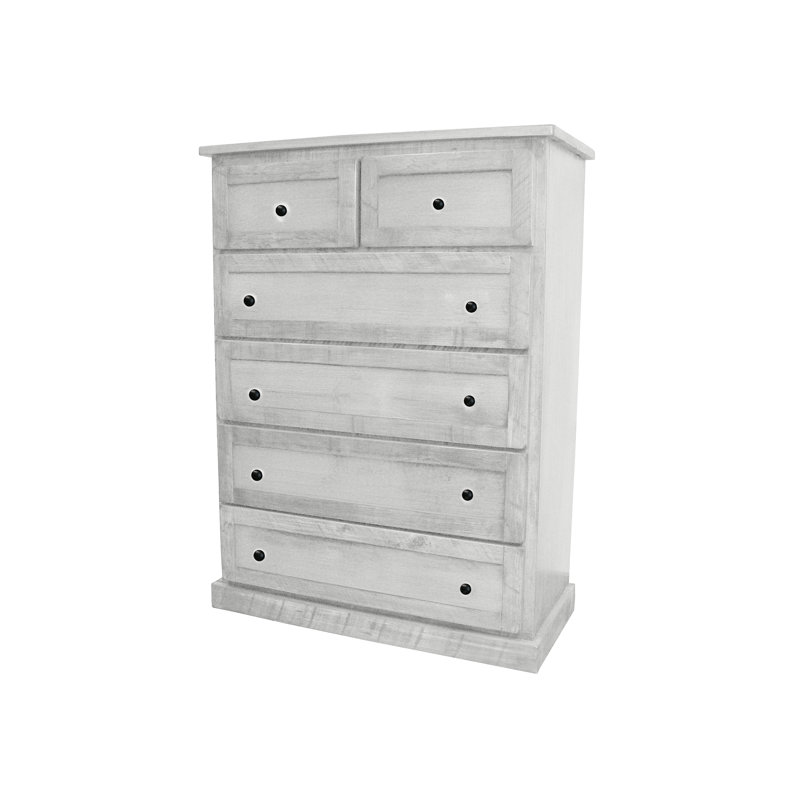 Commode 6 tiroirs Rustic, Blanc éclatant
