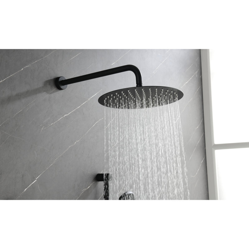Système de douche avec pomme de douche, douche à main, barre coulissante, jets de corps, bras de douche, tuyau, garniture de valve et poignées à levier
