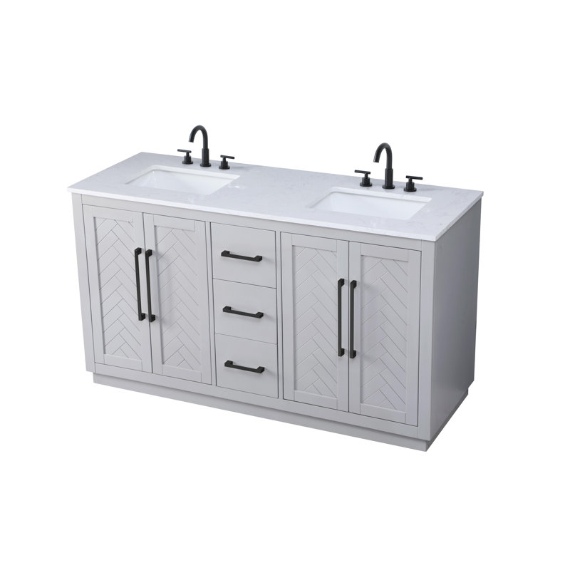 Meuble-lavabo double 72 po, Gris, 60"