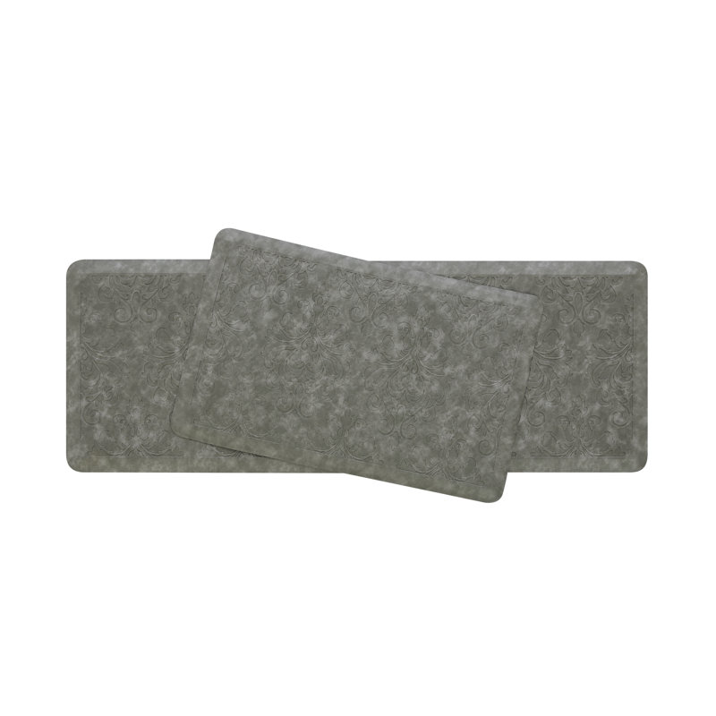 Embossed Soothing Comfort Anti-Fatigue Mat Set, Light Gray