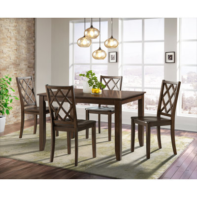 Gapland 5 Piece 48" Solid Wood Lattice Back Dining Set