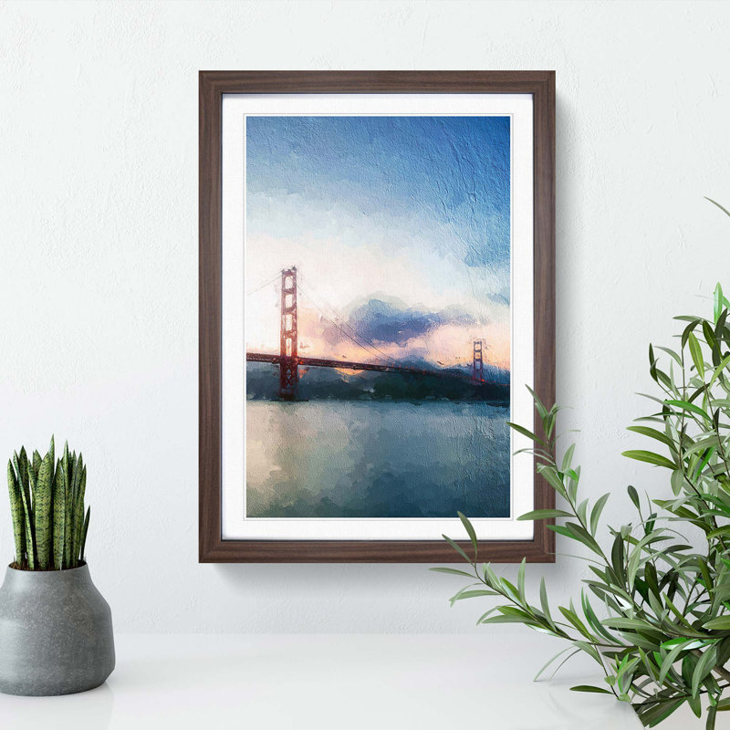 Golden Gate Bridge - Picture Frame Painting Print, Walnut Framed, 65cm H x 48cm W x 2cm D