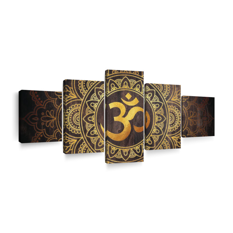 Mandala Om Symbole, reproduction d'art sur toile, H 30 po x l 68 po x P 1,25 po