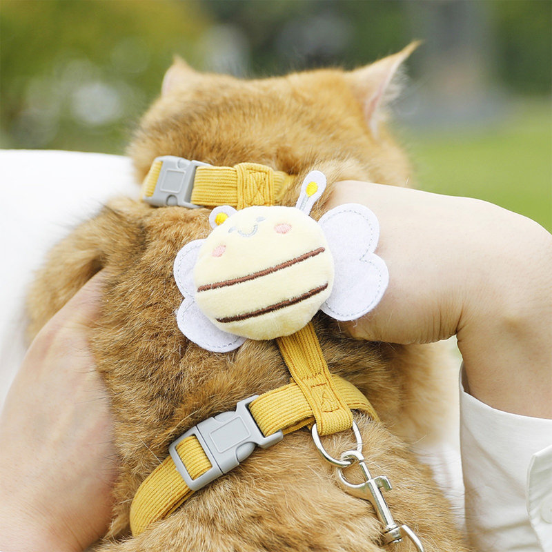 Harnais pour chat Honeybee en forme de T anti-évasion, jaune taille S, S