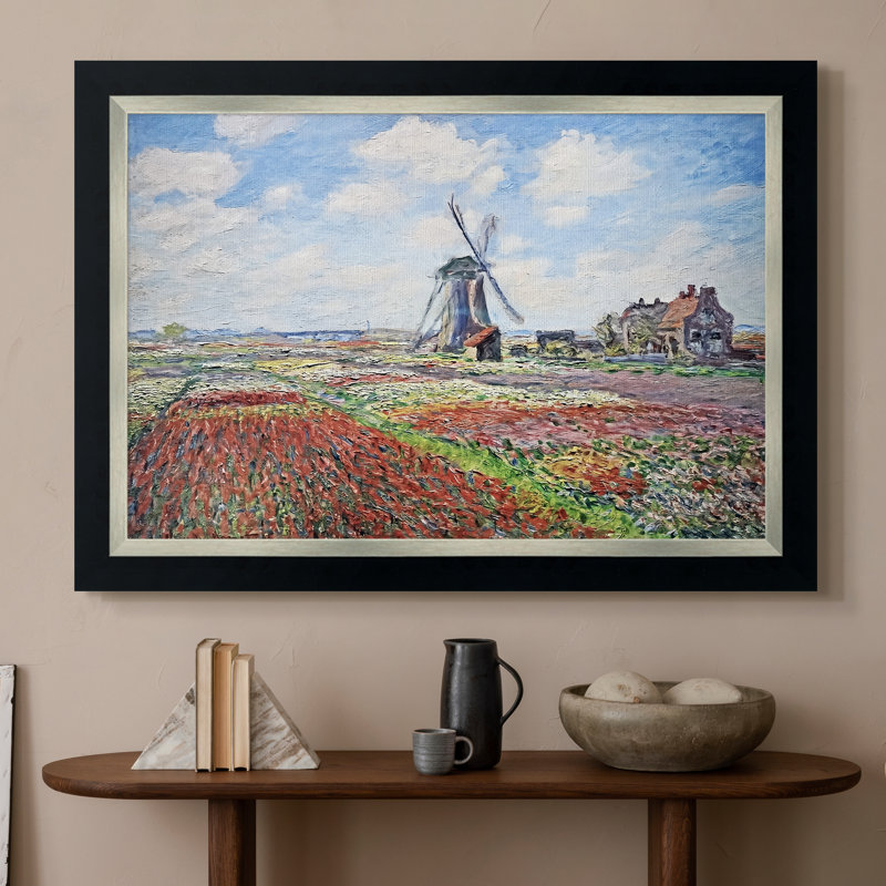 Tulip Fields with the Rijnsburg Windmill, 1886 - Claude Monet - Toile encadrée sur mesure, 16x22 INNER SIZE, Framed Canvas