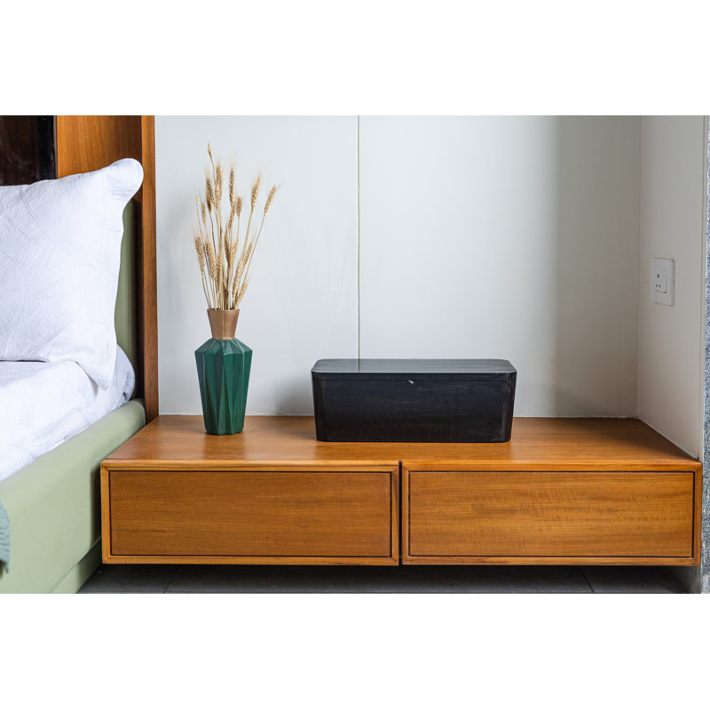 FarmHouse Handcrafted Mango Wood Cable Management Box with Magnetic Closure, Distressed Grey