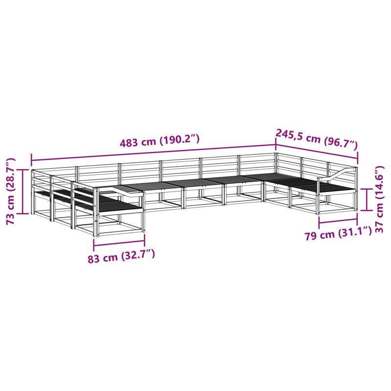 483cm Wide Patio Sectional