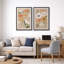Abstrait botanique, "Œuvre florale bohème orange et verte vibrante, images murales de campagne française moderne, ensemble de 2 impressions murales sur toile,"-91068934-91068933