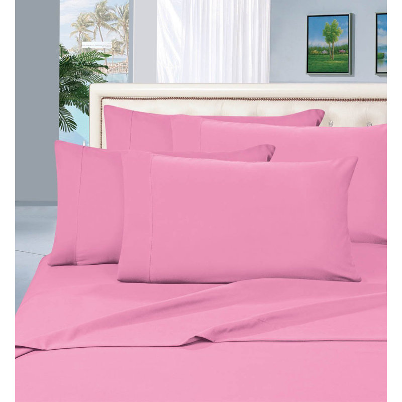Ensemble de draps en polyester 1500 fils, Ensemble de draps pour grand lit, Rose clair