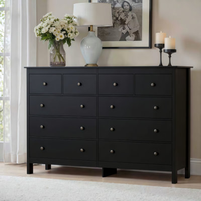 Demirali 55"W Modern 10 Drawer Double Dresser for Bedroom, Living Room