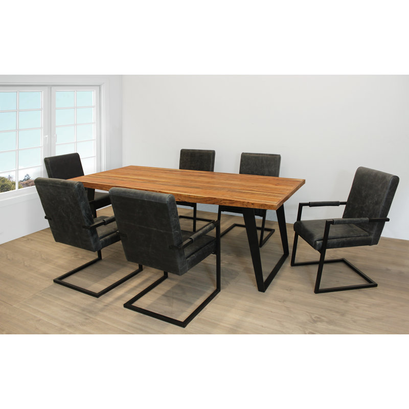 6 - Person Double Pedestal Dining Set, Antique Black