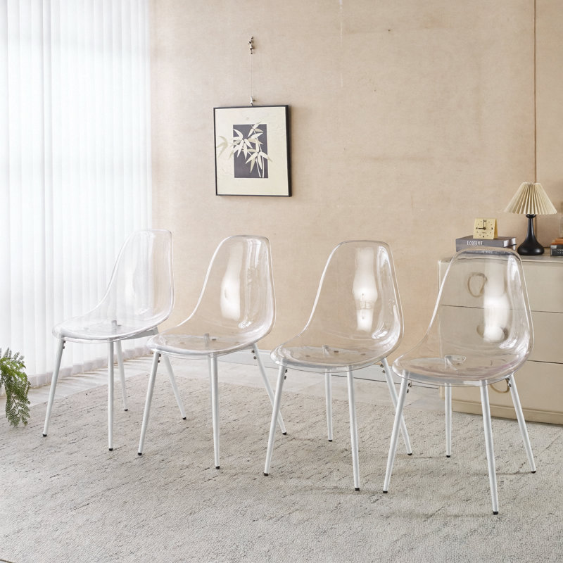 dining chair,set of 4,metal leg,plastic seat