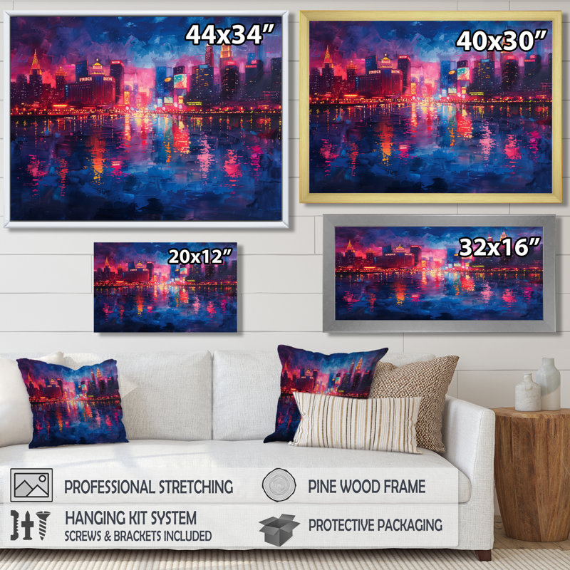 Casinos II - décorations murales roses et bleues, Toile tendue, 34" H x 44" W