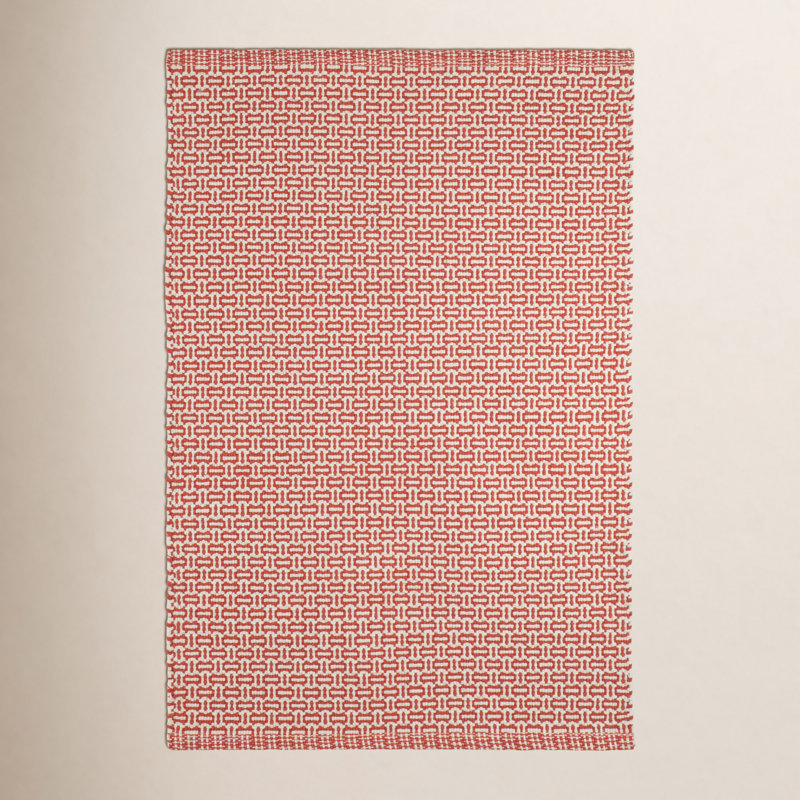 Tapis en coton tissé à la main Miss Muffet Olive, Paprika/White, Rectangle 8 pi 6 po x 11 pi 6 po