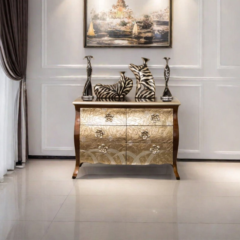 Classic Six-Drawer Floral Accent Chest