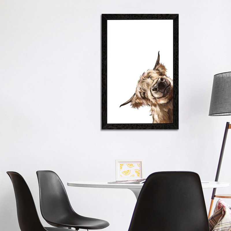 Sneaky Highland Cow by Big Nose Work - Print on Canvas, 66.04 cm H x 45.72 cm W, Black Framed