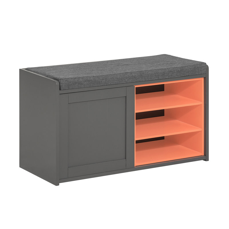 5 Pair Shoe Bench, Grey/Orange