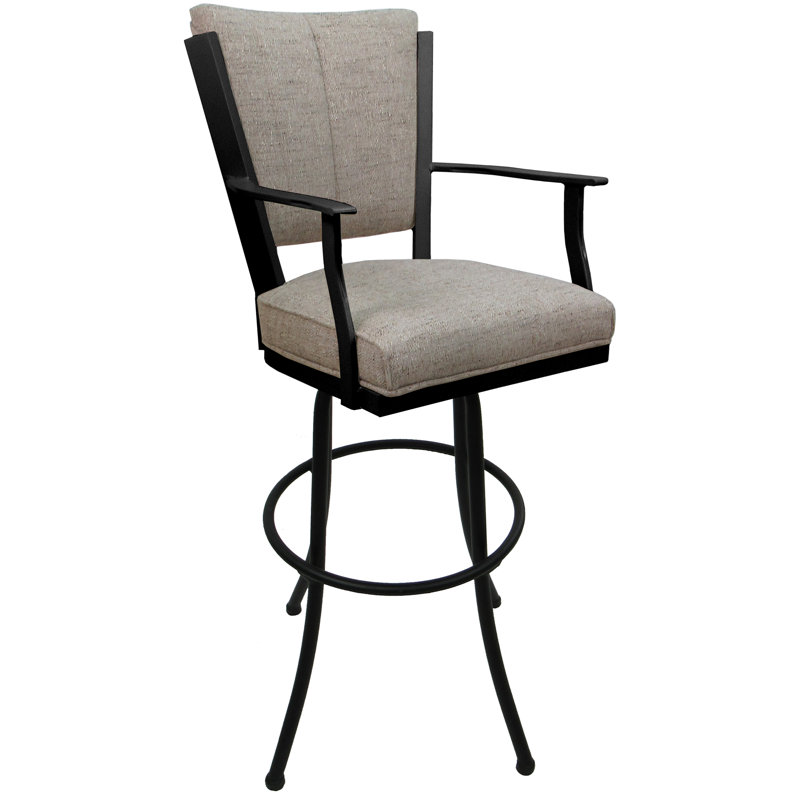 Très grand tabouret pivotant en métal Varges, Bois flottant Hemsath, gris