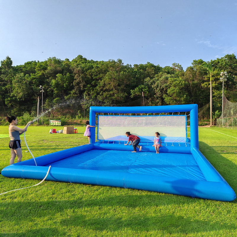 Piscine extérieure avec système de filet de volleyball de plage de 33 pieds en PVC avec pompe à air de 800 W pour la cour arrière