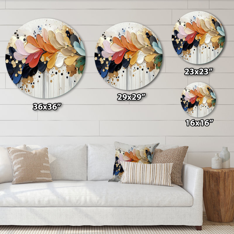 Fleurs botaniques arc-en-ciel en fleurs - Art mural floral abstrait en métal, art mural imprimé coloré, H 36 po x l 36 po