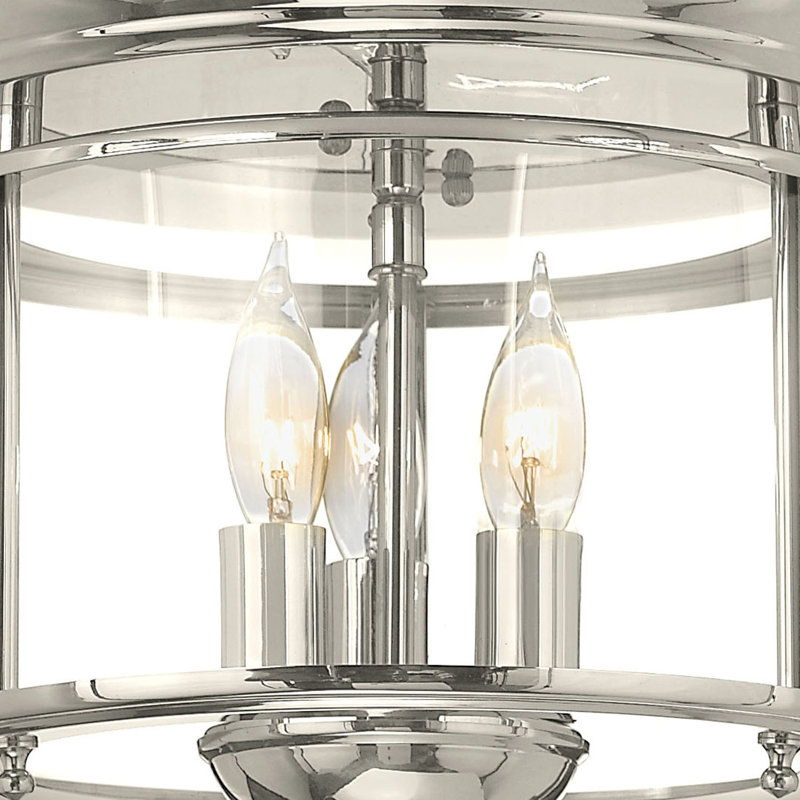 Plafonnier encastré 3 lumières 11,5 po, Nickel poli
