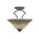 Zilo Semi-Flush 2-Bulbs Shown In Dark Granite Finish With 12" Cayenne Linen Glass