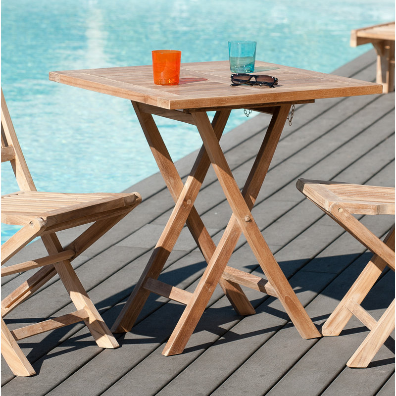 Woehler Square Teak Folding Outdoor Dining Table , cm W cm D, 75.5cm H x 70cm W x 70cm D