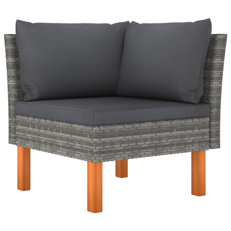 9 Piece Complete Patio Set with Cushions, Gray, Gray
